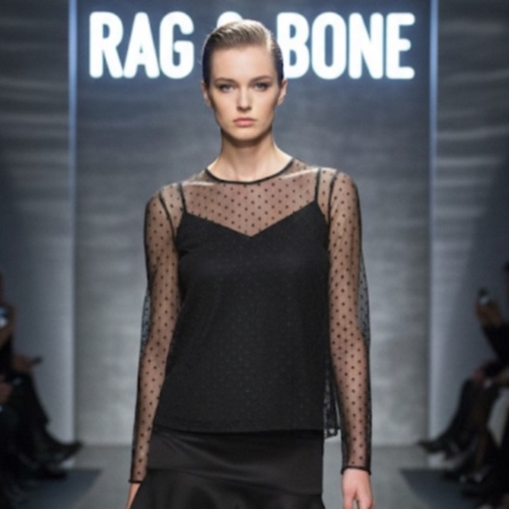 Authentic Rag and Bone signature designer black lace with underlay tank top sz 0